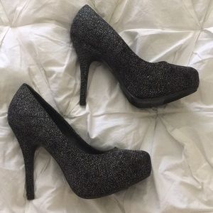 Black shoes with silver metallics